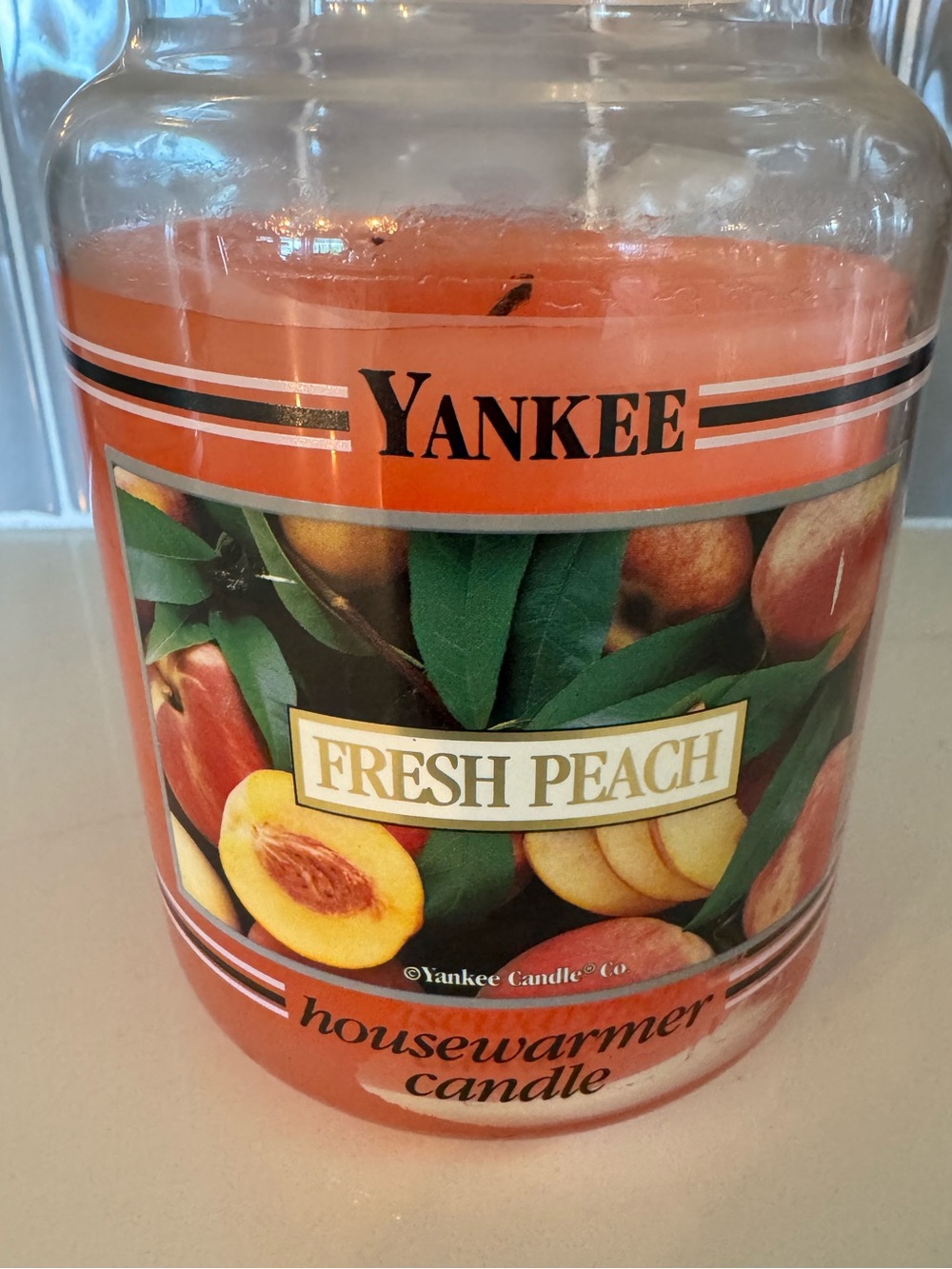 Vintage Fresh Peach Yankee Black Band Label Candle